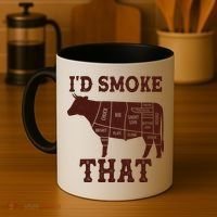 Funny I'd Smoke That Cattle Meat Cuts Coffee Mug thumb 4