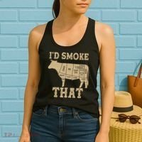Funny I'd Smoke That Cattle Meat Cuts Women's Tank Top thumb 2