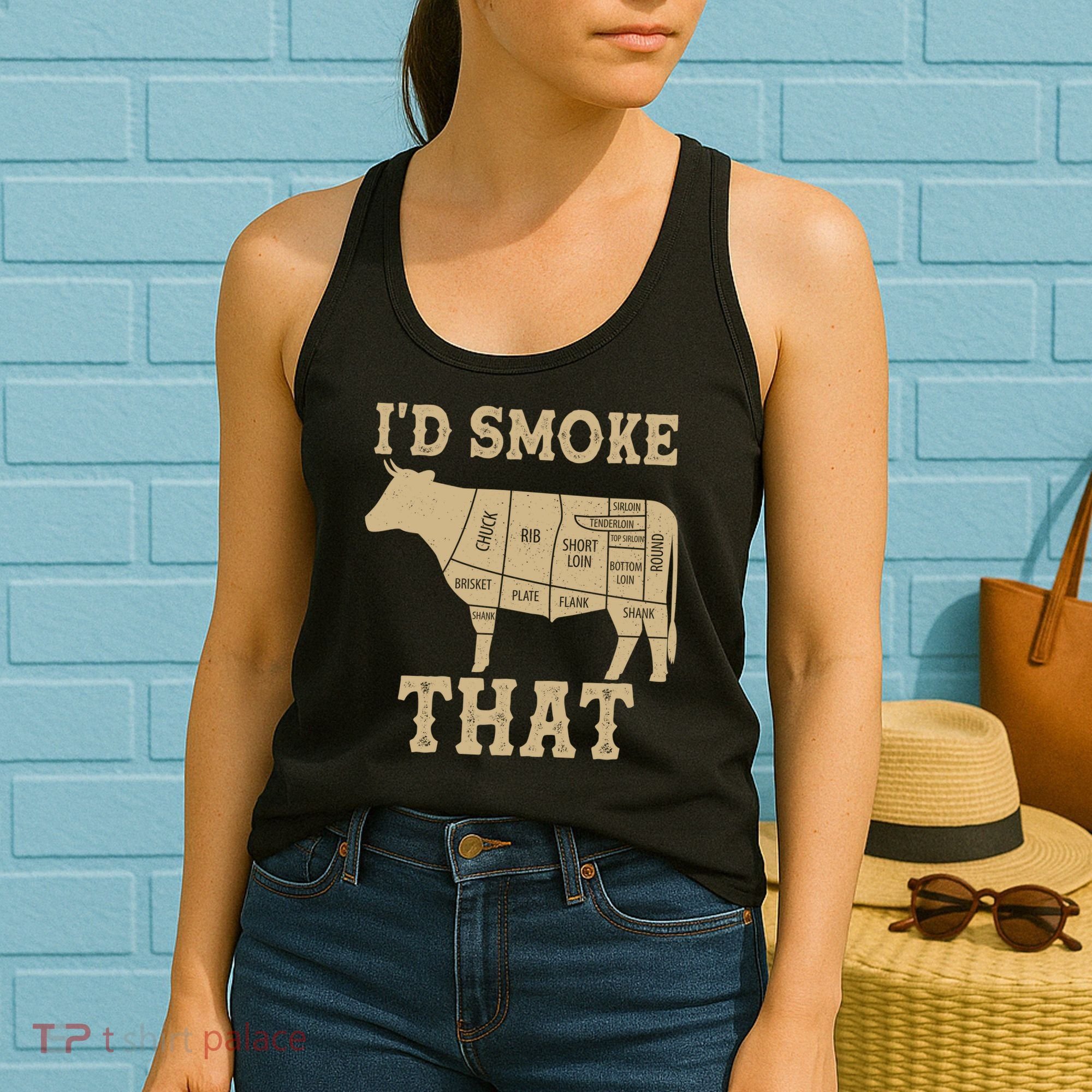 Funny I'd Smoke That Cattle Meat Cuts Women's Tank Top