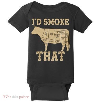 Funny I'd Smoke That Cattle Meat Cuts Baby Bodysuit