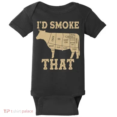 Funny I'd Smoke That Cattle Meat Cuts Baby Bodysuit