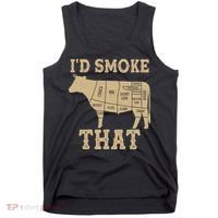 Funny I'd Smoke That Cattle Meat Cuts Tank Top thumb 0