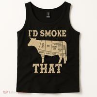 Funny I'd Smoke That Cattle Meat Cuts Tank Top thumb 2