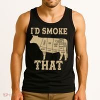 Funny I'd Smoke That Cattle Meat Cuts Tank Top thumb 3