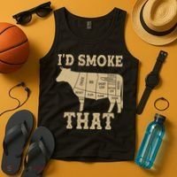 Funny I'd Smoke That Cattle Meat Cuts Tank Top thumb 4
