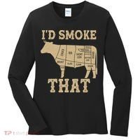 Funny I'd Smoke That Cattle Meat Cuts Women's Long Sleeve Shirt thumb 0