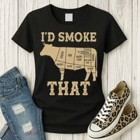 Funny I'd Smoke That Cattle Meat Cuts Women's T-Shirt thumb 3