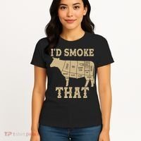 Funny I'd Smoke That Cattle Meat Cuts Women's T-Shirt thumb 4