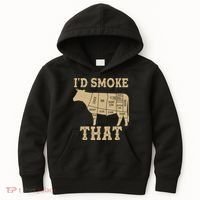 Funny I'd Smoke That Cattle Meat Cuts Kids Hoodie thumb 0