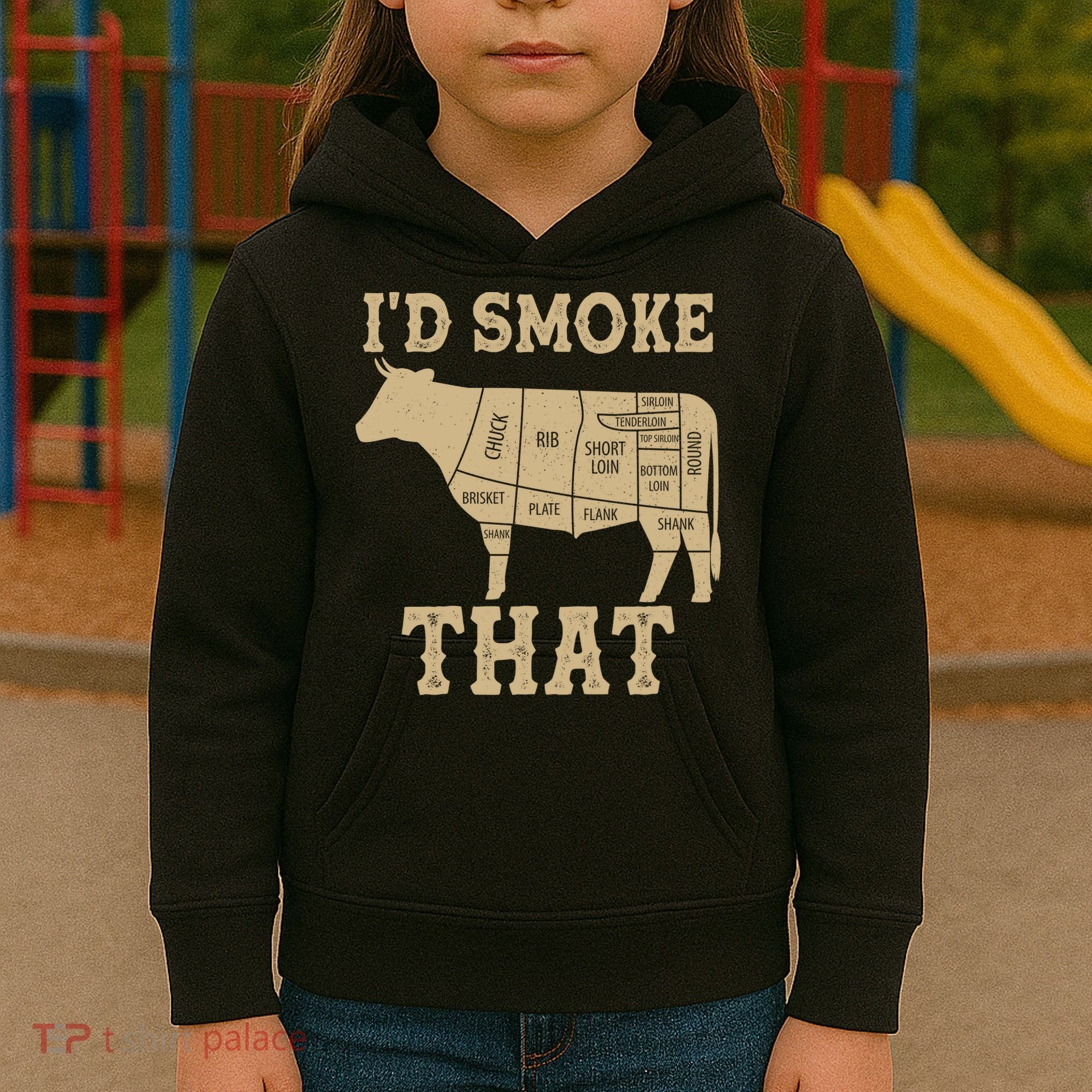 Funny I'd Smoke That Cattle Meat Cuts Kids Hoodie