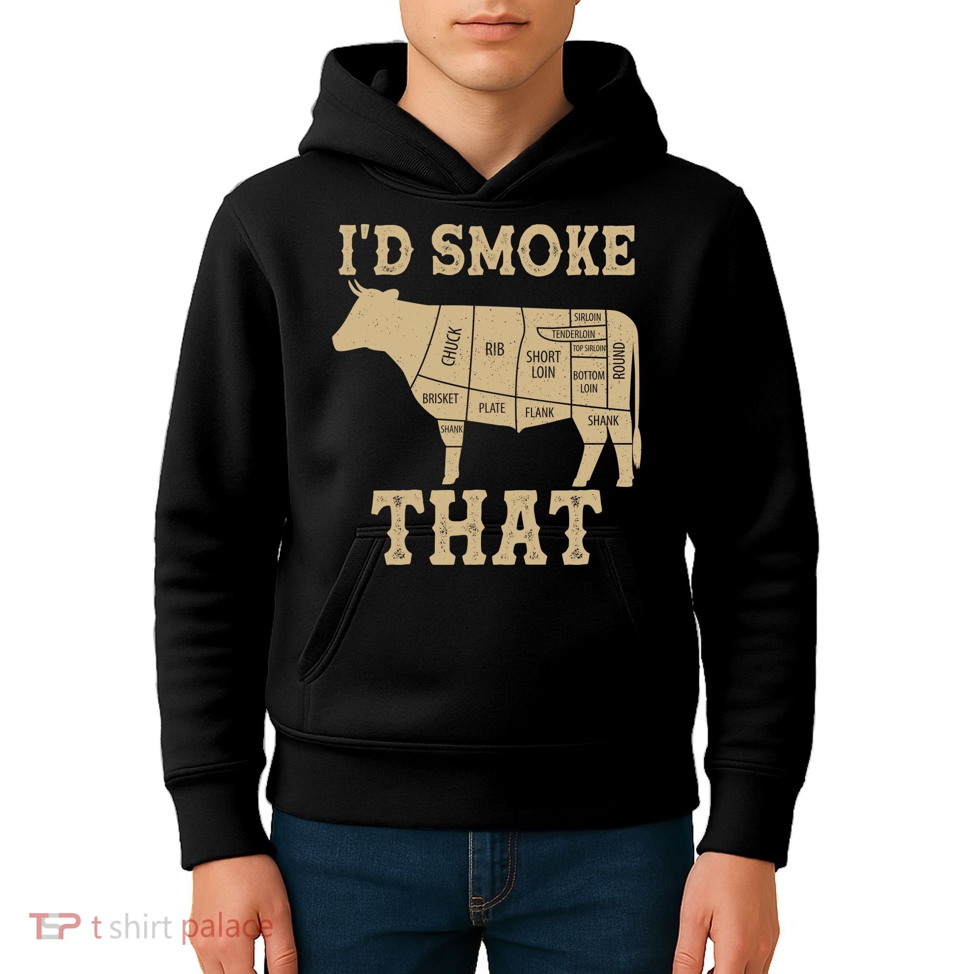 Funny I'd Smoke That Cattle Meat Cuts Kids Hoodie