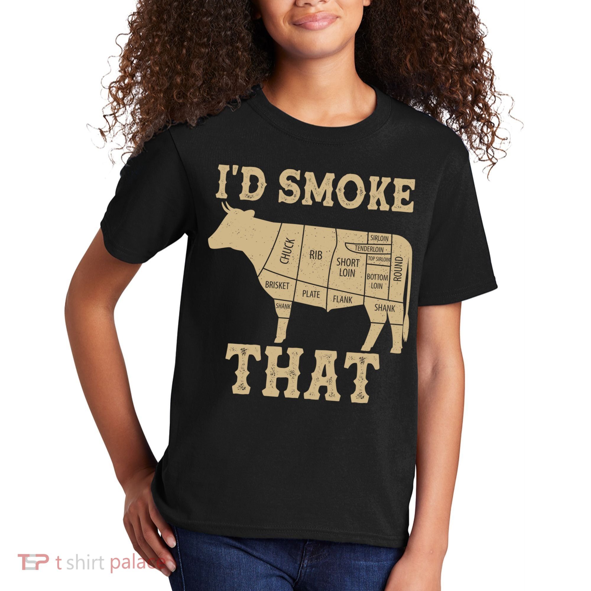 Funny I'd Smoke That Cattle Meat Cuts Kids T-Shirt