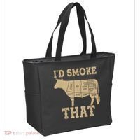 Funny I'd Smoke That Cattle Meat Cuts Tote Bag thumb 2
