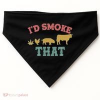 Funny I'd Smoke That Marijuana Leaf USA-Made Doggie Bandana thumb 0