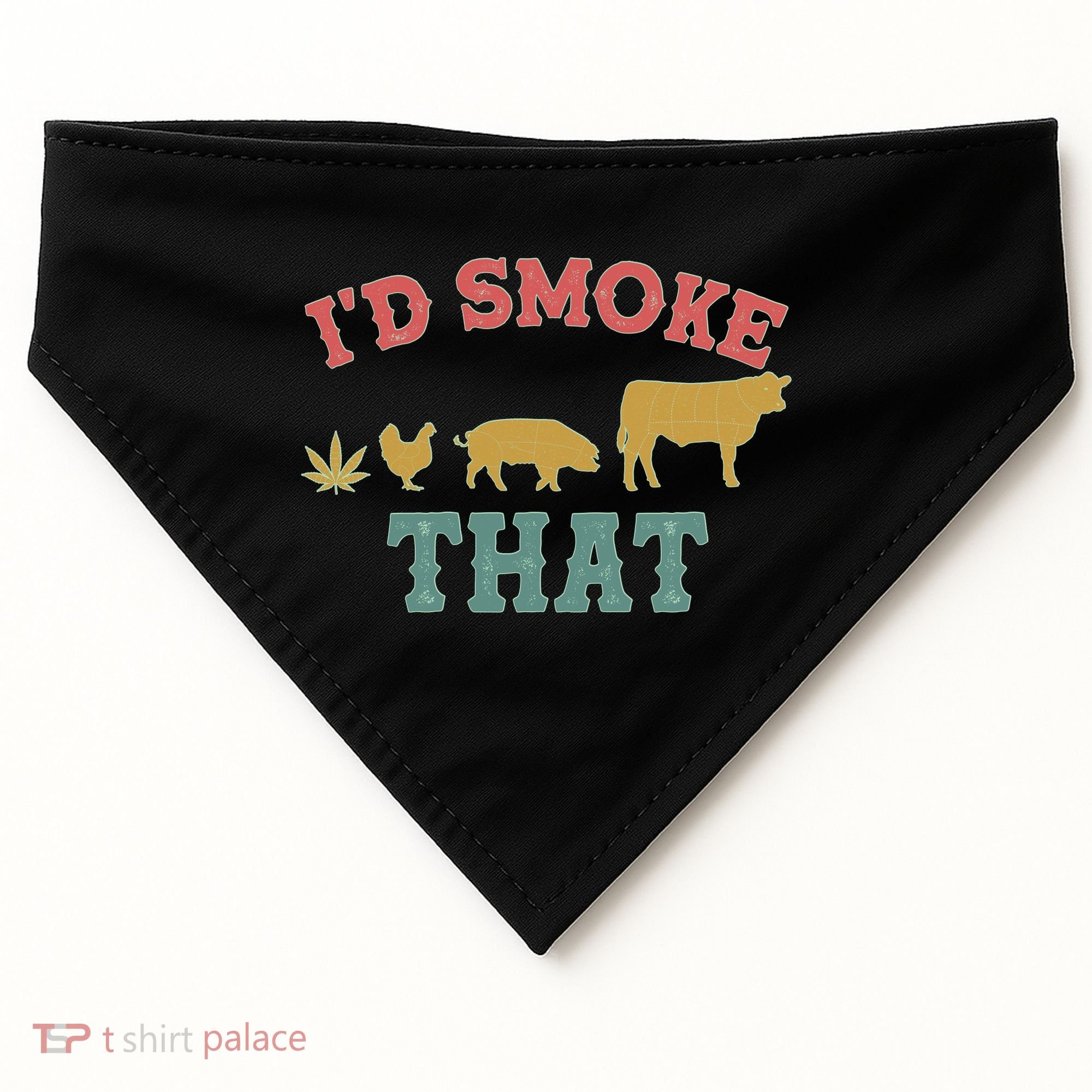 Funny I'd Smoke That Marijuana Leaf USA-Made Doggie Bandana