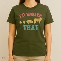 Funny I'd Smoke That Marijuana Leaf T-Shirt thumb 4