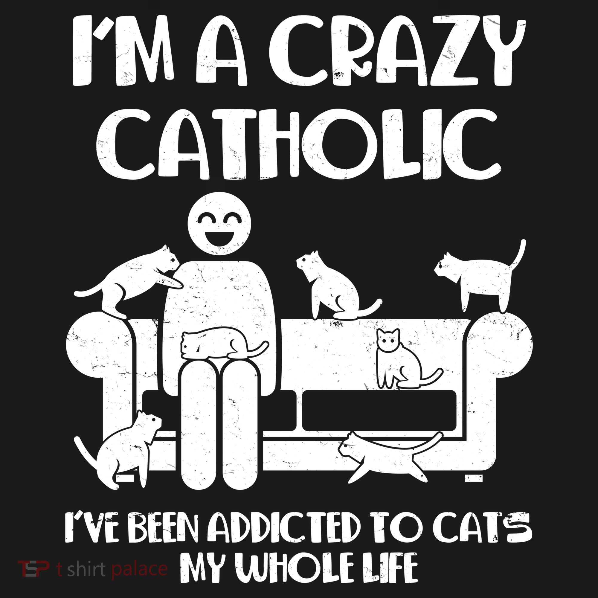 Funny I'm A Crazy Catholic Addicted To Cats Bucket Hat
