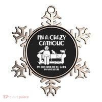 Funny I'm A Crazy Catholic Addicted To Cats Ornament thumb 0
