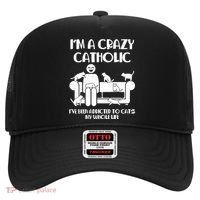 Funny I'm A Crazy Catholic Addicted To Cats Hat thumb 0
