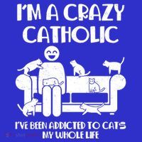 Funny I'm A Crazy Catholic Addicted To Cats Toddler Hoodie thumb 2
