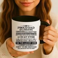 Funny I'm A Proud Lucky Dad Of Awesome Daughter Coffee Mug thumb 3