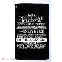 Funny I'm A Proud Lucky Dad Of Awesome Daughter Golf Towel thumb 0