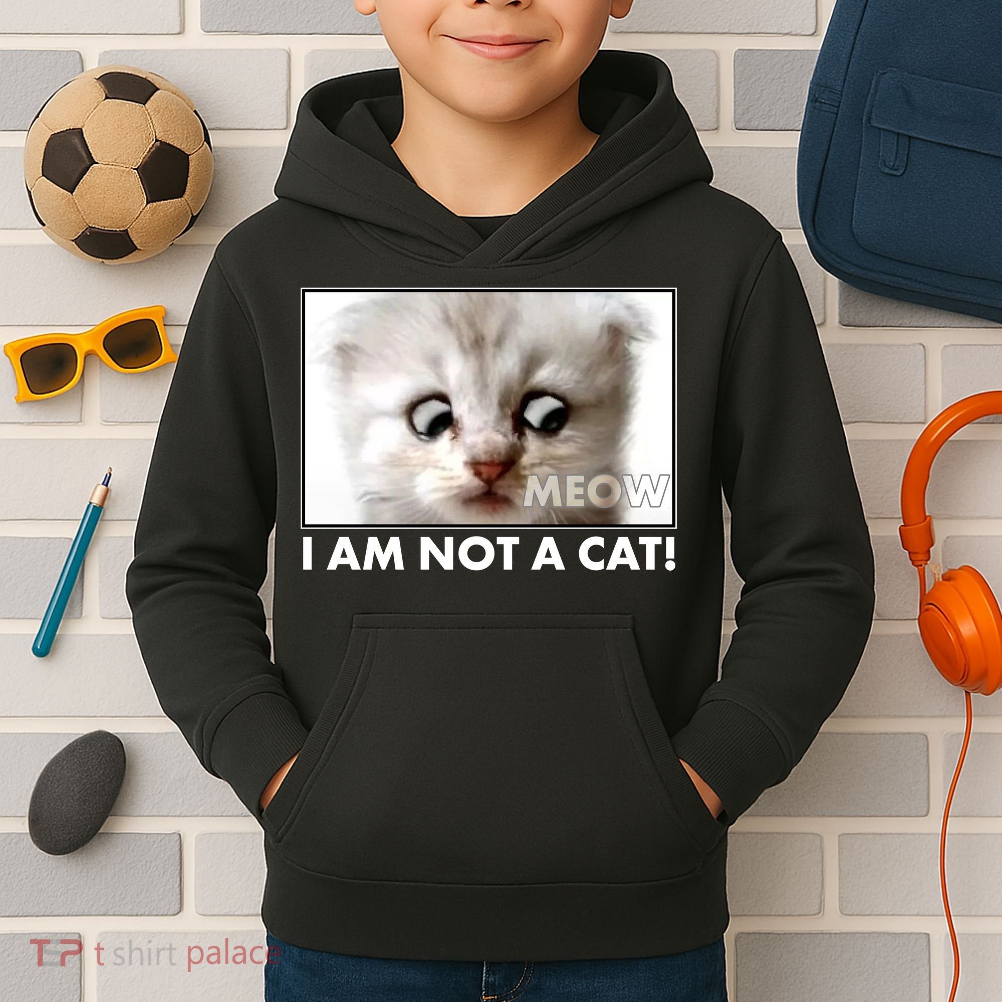 Funny I'm Not A Cat Zoom Lawyer Cat Meme Kids Hoodie
