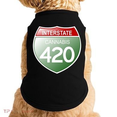 Funny Interstate 420 in the state of Cannabis Marijuana Weed Doggie Tank