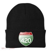 Funny Interstate 420 in the state of Cannabis Marijuana Weed Beanie thumb 0