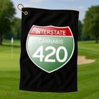 Funny Interstate 420 in the state of Cannabis Marijuana Weed Golf Towel thumb 1