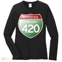 Funny Interstate 420 in the state of Cannabis Marijuana Weed Women's Long Sleeve Shirt thumb 0