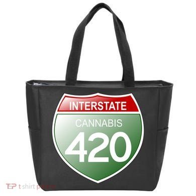 Funny Interstate 420 in the state of Cannabis Marijuana Weed Tote Bag
