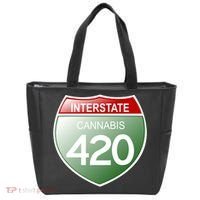 Funny Interstate 420 in the state of Cannabis Marijuana Weed Tote Bag thumb 0