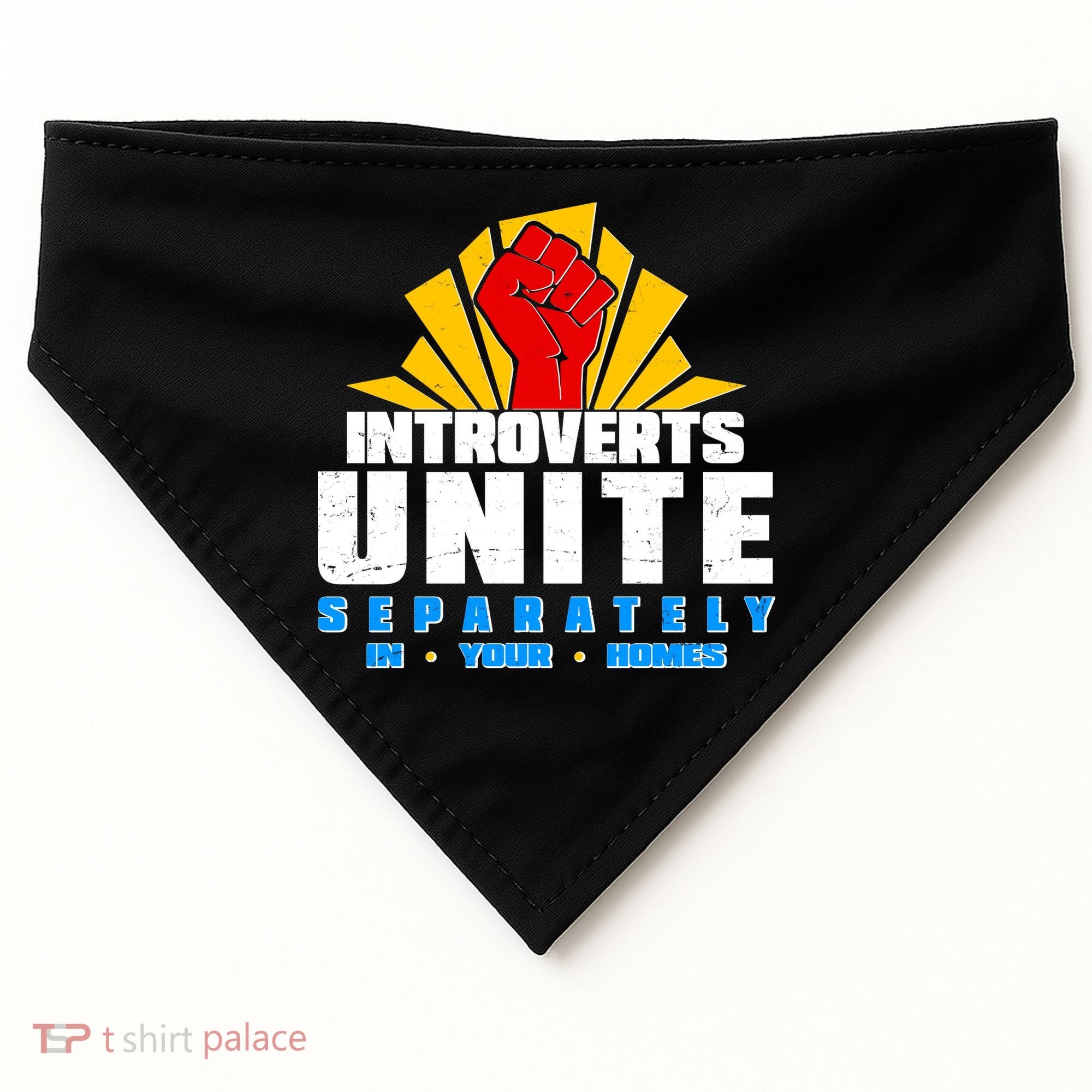 Funny Introverts Unite Separately In Your Homes USA-Made Doggie Bandana