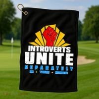 Funny Introverts Unite Separately In Your Homes Golf Towel thumb 1