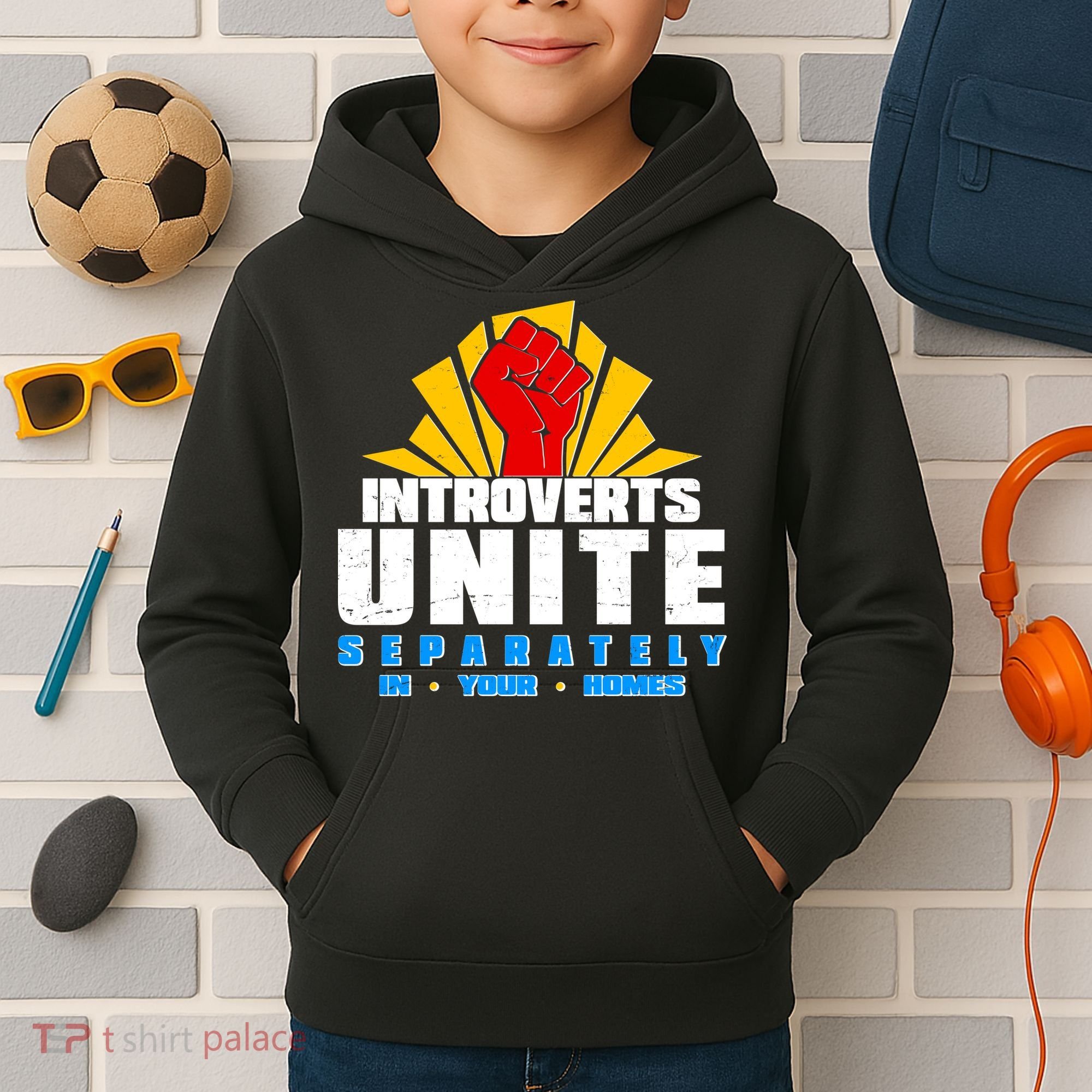 Funny Introverts Unite Separately In Your Homes Kids Hoodie