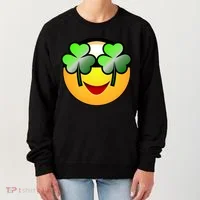 Funny Irish Clover St. Patrick's Day Emoji Women's Sweatshirt thumb 0