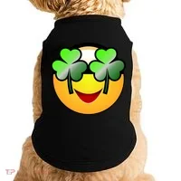 Funny Irish Clover St. Patrick's Day Emoji Doggie Tank thumb 0