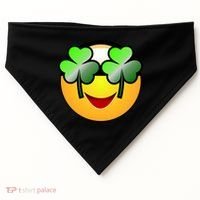Funny Irish Clover St. Patrick's Day Emoji USA-Made Doggie Bandana thumb 0