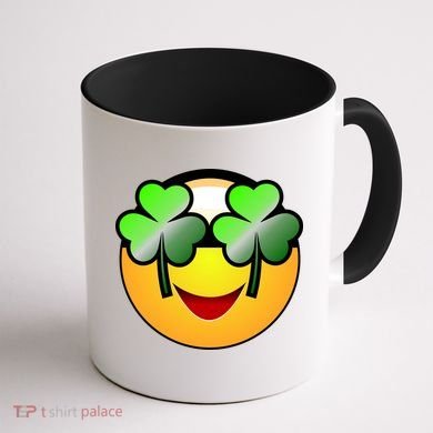 Funny Irish Clover St. Patrick's Day Emoji Coffee Mug back