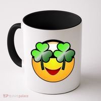 Funny Irish Clover St. Patrick's Day Emoji Coffee Mug thumb 0
