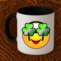 Funny Irish Clover St. Patrick's Day Emoji Coffee Mug thumb 2
