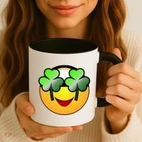 Funny Irish Clover St. Patrick's Day Emoji Coffee Mug thumb 3