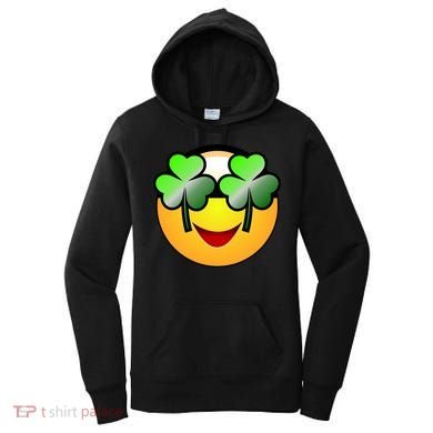 Funny Irish Clover St. Patrick's Day Emoji Women's Hoodie