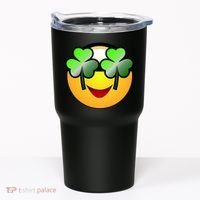 Funny Irish Clover St. Patrick's Day Emoji Tumbler thumb 0