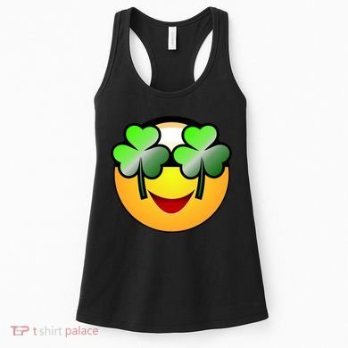 Funny Irish Clover St. Patrick's Day Emoji Women's Tank Top