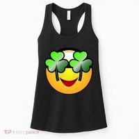 Funny Irish Clover St. Patrick's Day Emoji Women's Tank Top thumb 0
