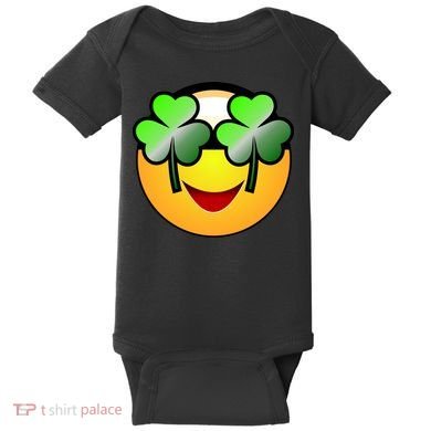 Funny Irish Clover St. Patrick's Day Emoji Baby Bodysuit