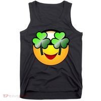 Funny Irish Clover St. Patrick's Day Emoji Tank Top thumb 0