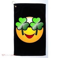 Funny Irish Clover St. Patrick's Day Emoji Golf Towel thumb 0